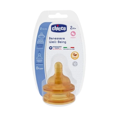Chicco Physiological Teat Latex 2m+ 2's Medium Flow
