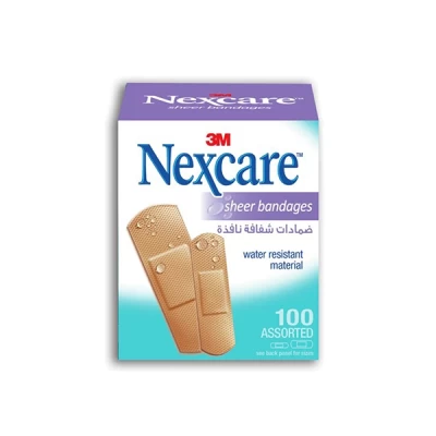 Nexcare Plastic Sheer Assorted Band 100 Pieces