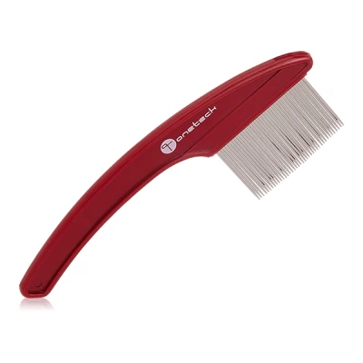 Oneteck Lice Comb Red With Metal Teeth Blister Pack