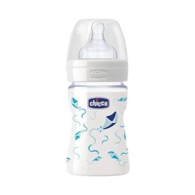 Chicco Bottle Wb Glass Deco Boy 150 Norm Silicone