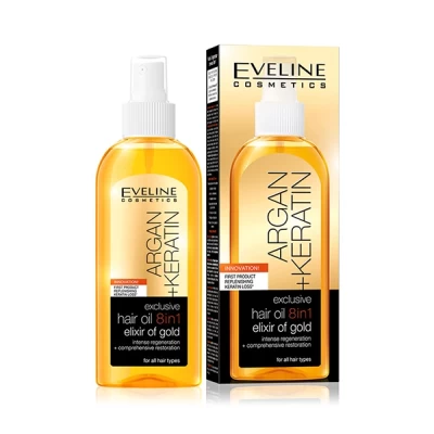 Eveline Argan & Keratin Hair Oil 8 In 1 Elixir Of Gold 150ml