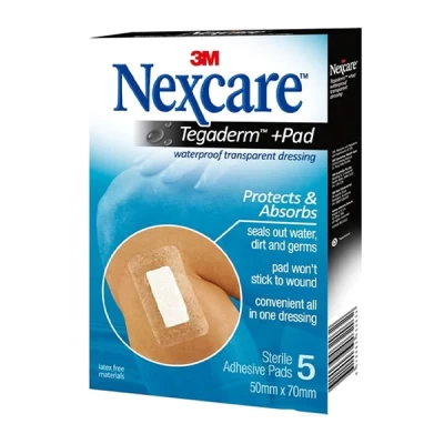 Nexcare Tegaderm Waterproof Dressing 5 Sterile Adhesive Pads
