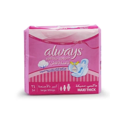 Always Soft Like Cotton Large Wings 34 Pads