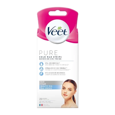 veet pure face wax strips for sensitive skin 20 strips