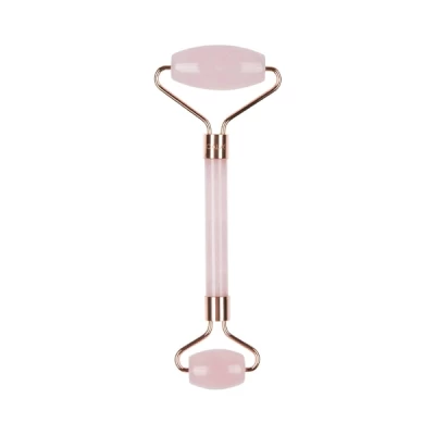 cala rose quartz facial roller with rose gold