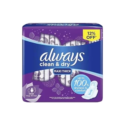 Always Clean & Dry Maxi Thick Large Wings  18 Pads