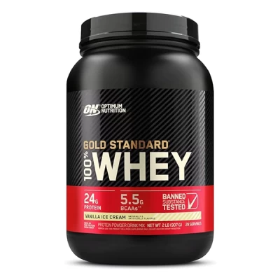 Optimum Nutrition Gold Standard 100% Whey Protein, Vanilla Ice Cream, 1.98 LBS