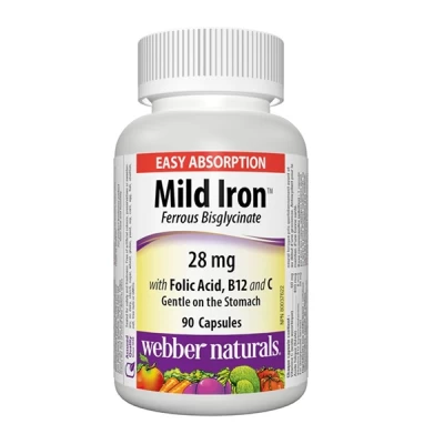 webbernaturals mild iron 28 mg 90 cap