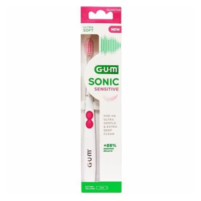 gum sonic sensitive ultra soft toothbrush with battery 