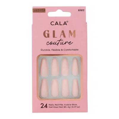 cala glam med coffin pink 24 nails