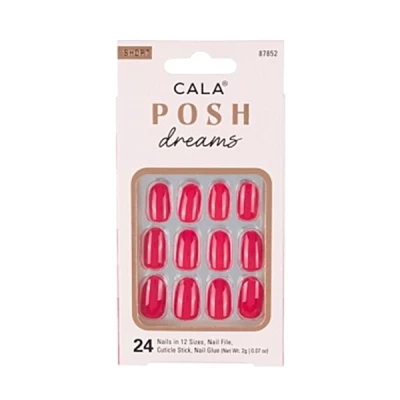 cala med oval red nails 24 pcs