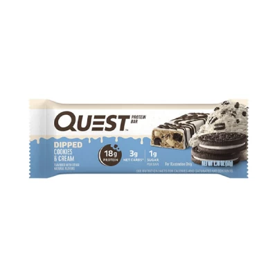 quest protein bar dipped cookie & cream 60 g