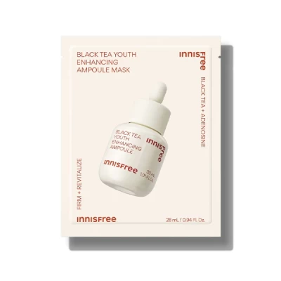 innisfree black tea youth enhancing ampoule mask 28 ml