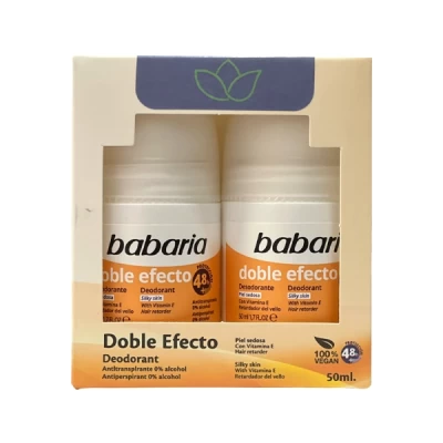 Babaria Deodorant Roll On Double Effecto +50  48 Hr 50ml* 2 Pcs