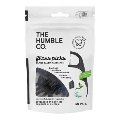 humble dental twin floss charcoal picks 50 pcs